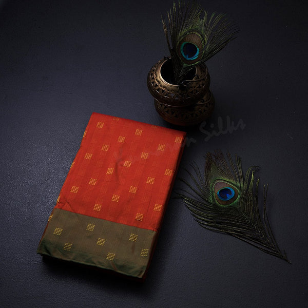 Art Silk Orange Thread Embossed Saree 03