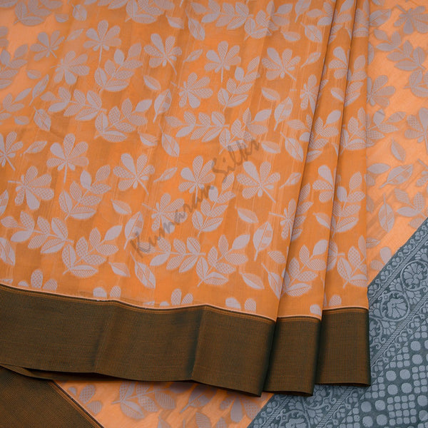 Silk Cotton Light Orange Embossed Saree