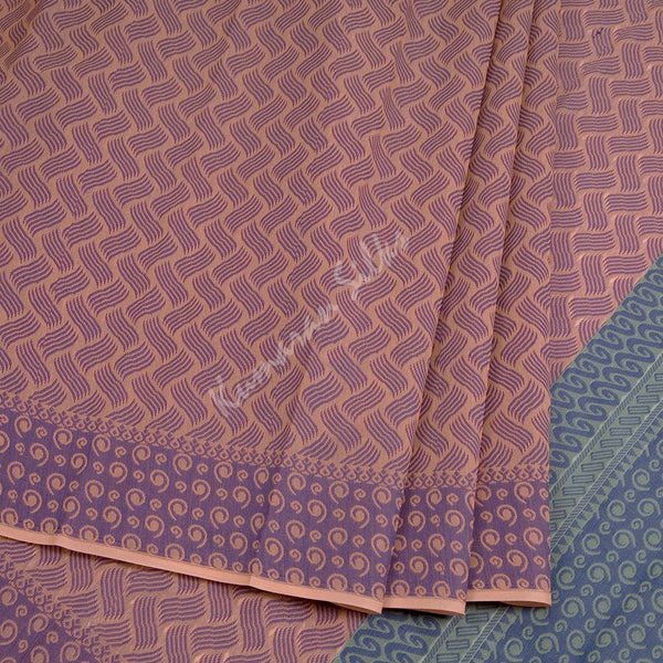 Silk Cotton Light Peach Embossed Saree