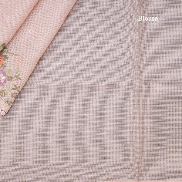 Kota Light Pink Thread Embroidered Saree