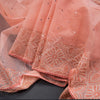 Kota Peach Thread Embroidered With Mirror Work Saree