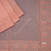 Kota Peach Thread Embroidered With Mirror Work Saree
