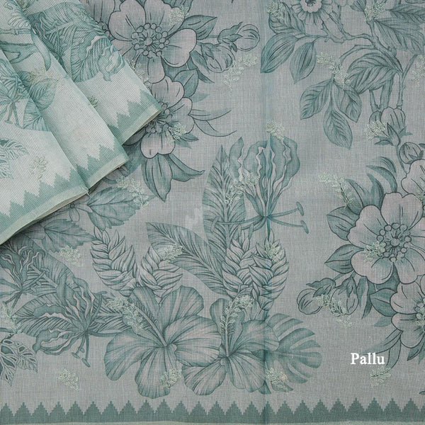 Kota Green Printed With Thread Embroidered Saree