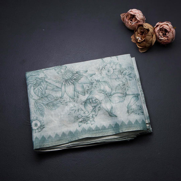 Kota Green Printed With Thread Embroidered Saree