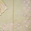 Organza Pista Green Thread Embroidered Saree 03
