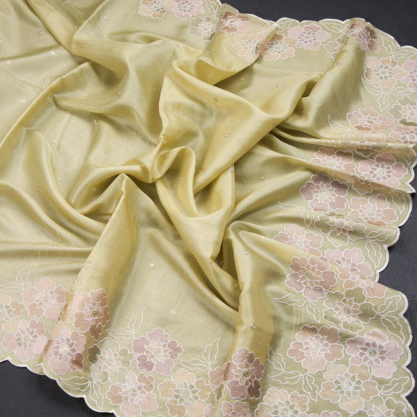 Chinon Pista Green Thread Embroidered Saree 03