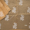 Organza Coffee Brown Thread Embroidered Saree