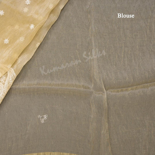 Organza Sandal Thread Embroidered Saree