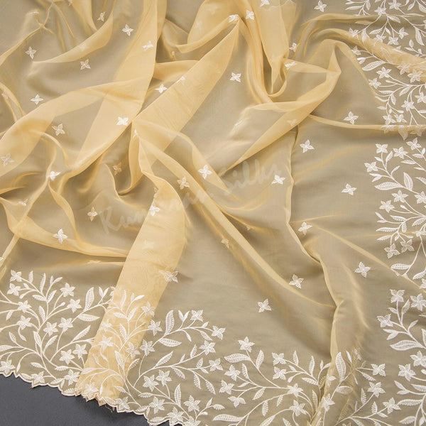 Organza Sandal Thread Embroidered Saree 02 - Kumaran Silks