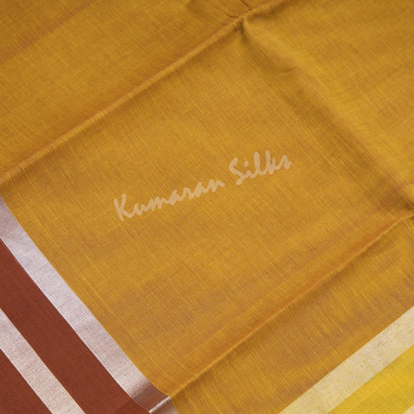 Gadwal Cotton Mustard Plain Saree