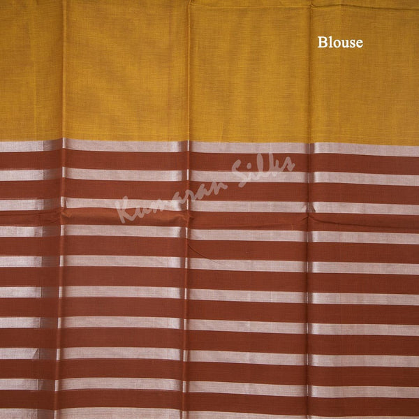 Gadwal Cotton Mustard Plain Saree