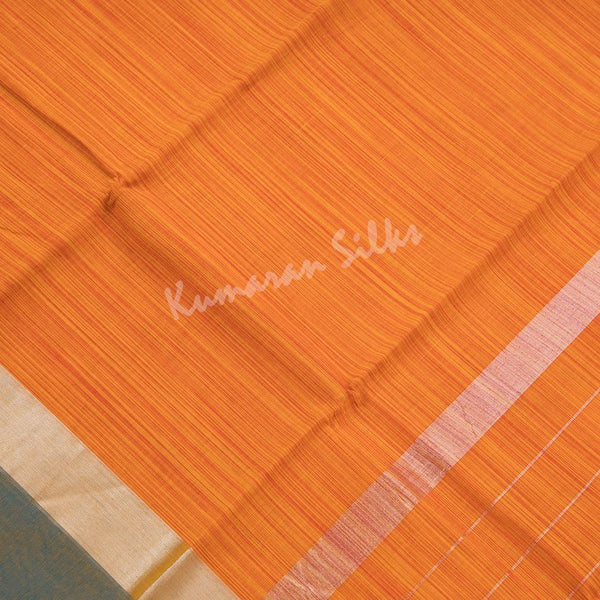 Gadwal Cotton Orange Striped Saree
