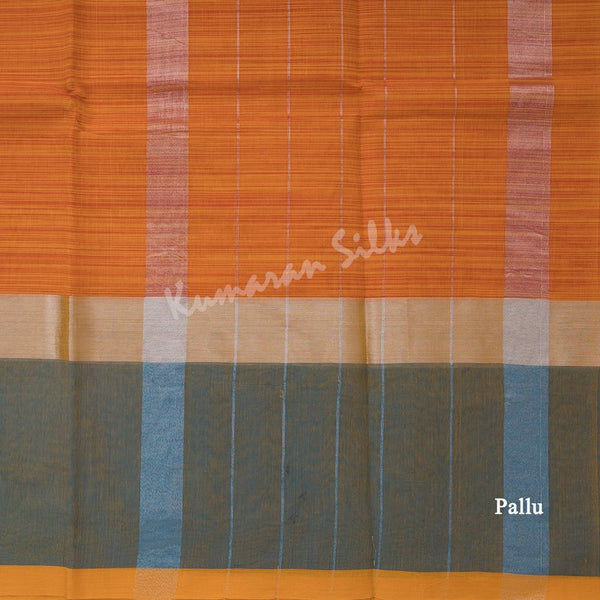 Gadwal Cotton Orange Striped Saree