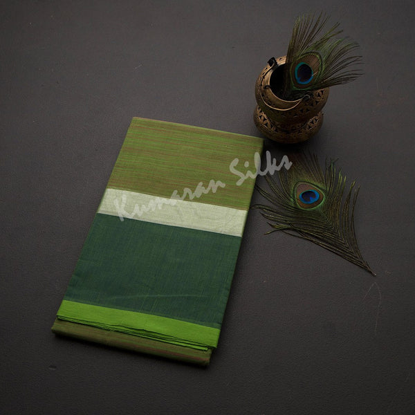 Gadwal Cotton Green Striped Saree