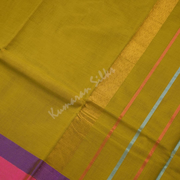 Gadwal Cotton Lime Green Plain Saree