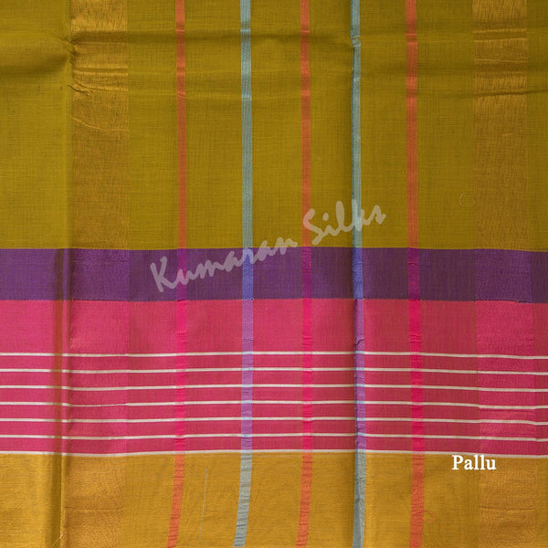 Gadwal Cotton Lime Green Plain Saree