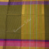 Gadwal Cotton Olive Green Plain Saree