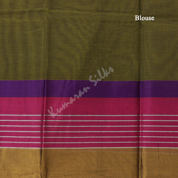 Gadwal Cotton Olive Green Plain Saree