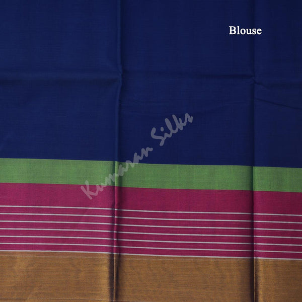 Gadwal Cotton Dark Blue Plain Saree