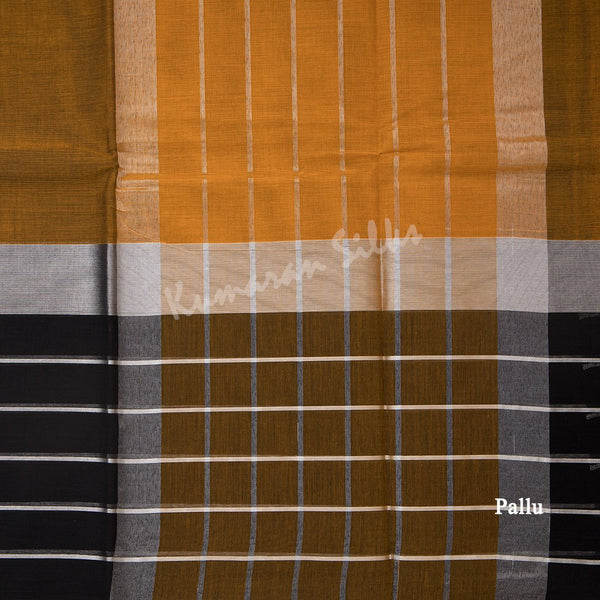 Gadwal Cotton Golden Brown Plain Saree