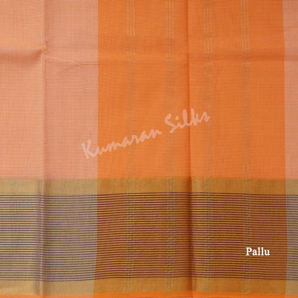 Gadwal Cotton Light Orange Striped Saree 02