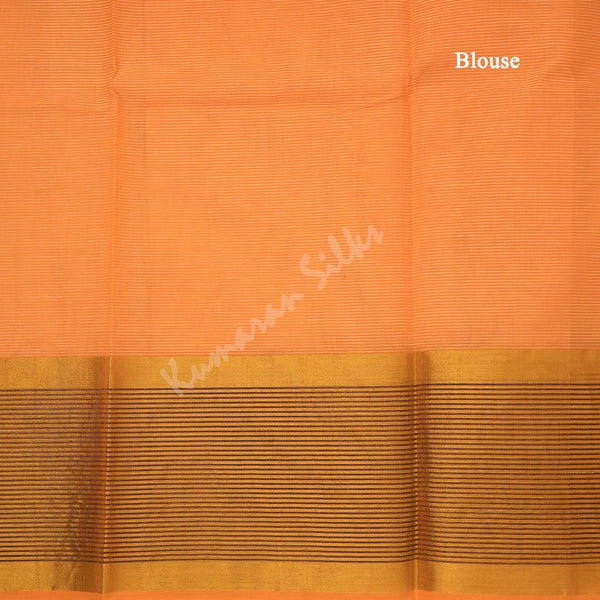 Gadwal Cotton Light Orange Striped Saree 02