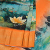Semi Raw Silk Peacock Green Printed Saree 02