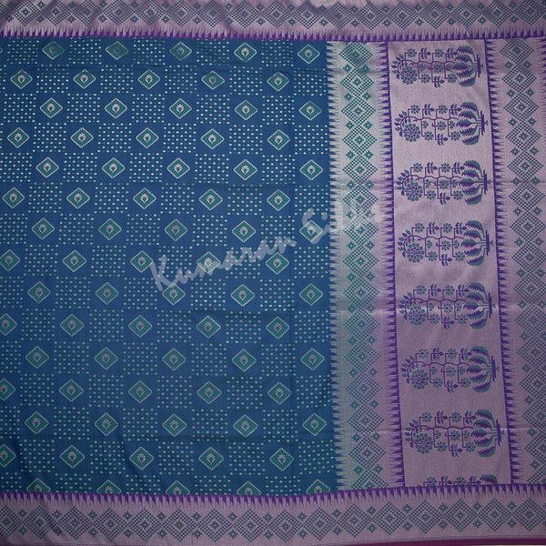 Semi Banaras Peacock Blue Zari Worked Saree