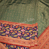 Semi Banaras Dark Green Zari Worked Saree