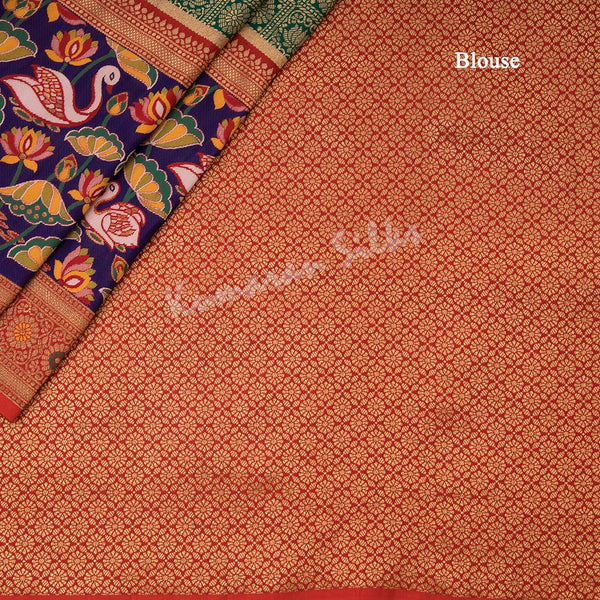 Semi Banaras Dark Green Zari Worked Saree