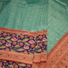 Semi Banaras Peacock Green Zari Worked Saree 02