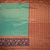 Semi Banaras Peacock Green Zari Worked Saree 02