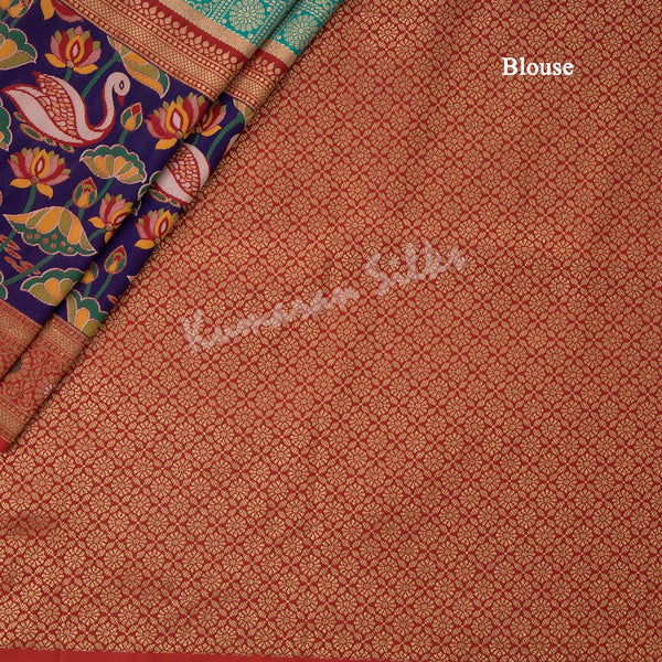 Semi Banaras Peacock Green Zari Worked Saree 02