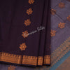 Silk Cotton Dark Brown Zari Worked Saree 02