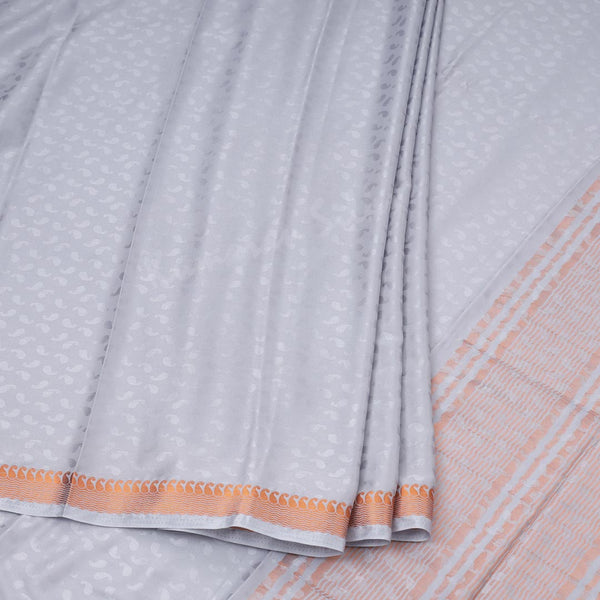 Semi Mysore Silk Grey Embossed Saree