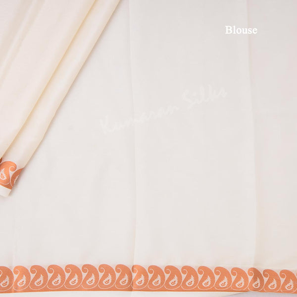 Semi Mysore Silk Cream Plain Saree
