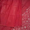 Semi Linen Red Printed Saree