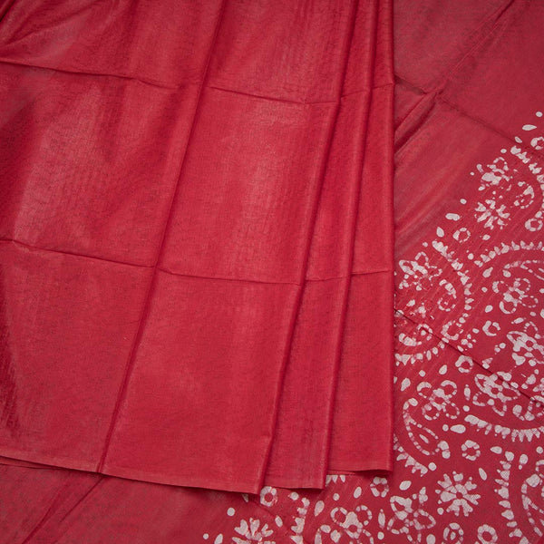 Semi Linen Red Printed Saree
