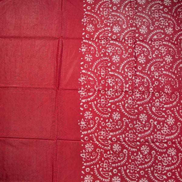 Semi Linen Red Printed Saree