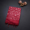 Semi Linen Red Printed Saree