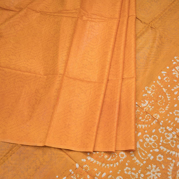 Semi Linen Mango Yellow Printed Saree