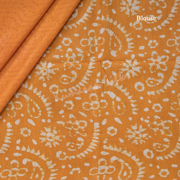Semi Linen Mango Yellow Printed Saree