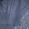 Semi Linen Grey Printed Saree 02