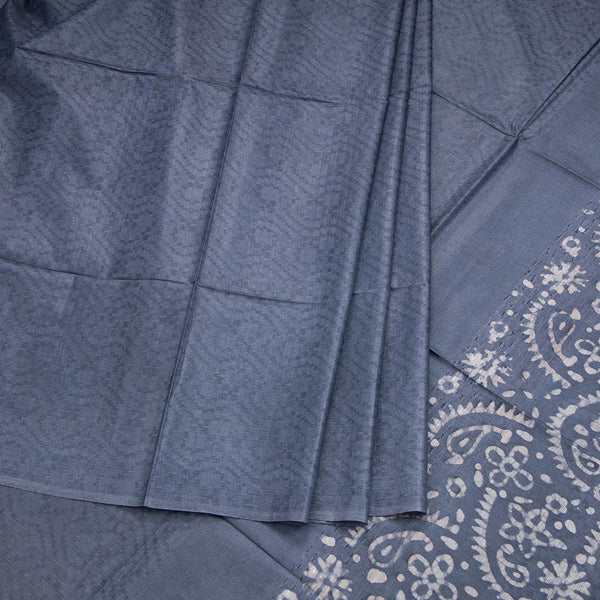 Semi Linen Grey Printed Saree 02
