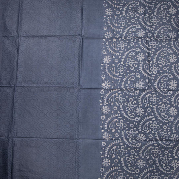 Semi Linen Grey Printed Saree 02