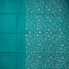 Semi Linen Peacock Green Printed Saree