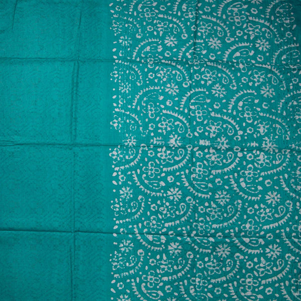 Semi Linen Peacock Green Printed Saree