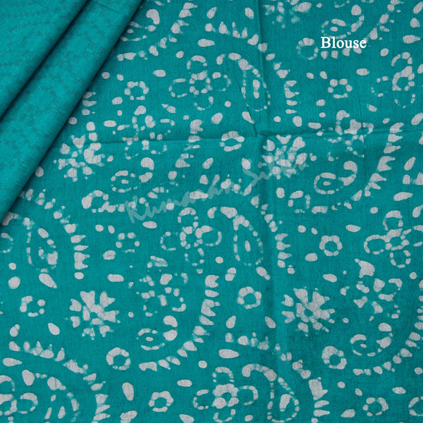 Semi Linen Peacock Green Printed Saree