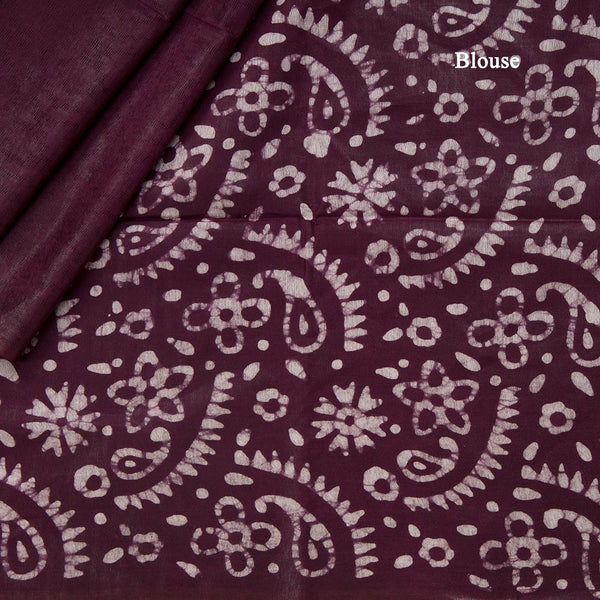 Semi Linen Wine Printed Saree
