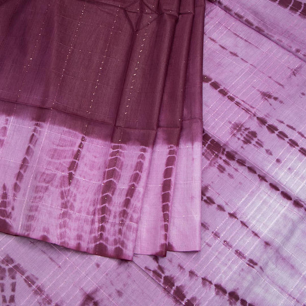 Semi Linen Wine Checked Saree